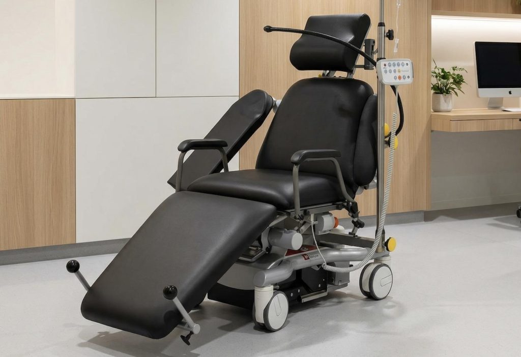 Moderne behandelkamer met ergonomisch medisch meubilair voor optimaal comfort van arts en patiënt